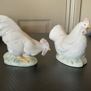 Vintage Japan Fitz And Floyd Hen With Chicks And Rooster Figural Salt And Pepper
